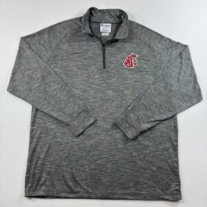 Champion WSU Cougars Gray Quarter Zip Pullover Mens Large
